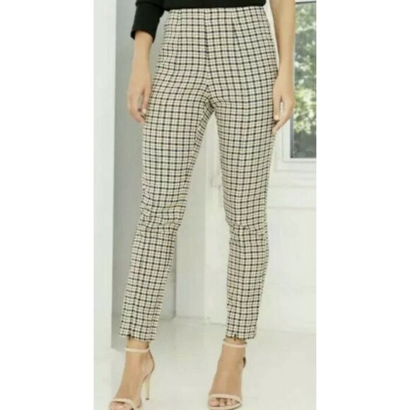 Who What Wear Plaid High Rise Straight Leg Split Front Side Zip Trousers NWT 14 - Picture 3 of 10